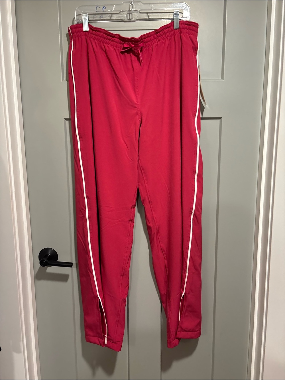 Finish Line Red Joggers with White Side Stripe